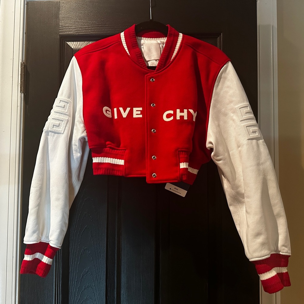 Authentic Givenchy Cropped Varsity Bomber Jacket